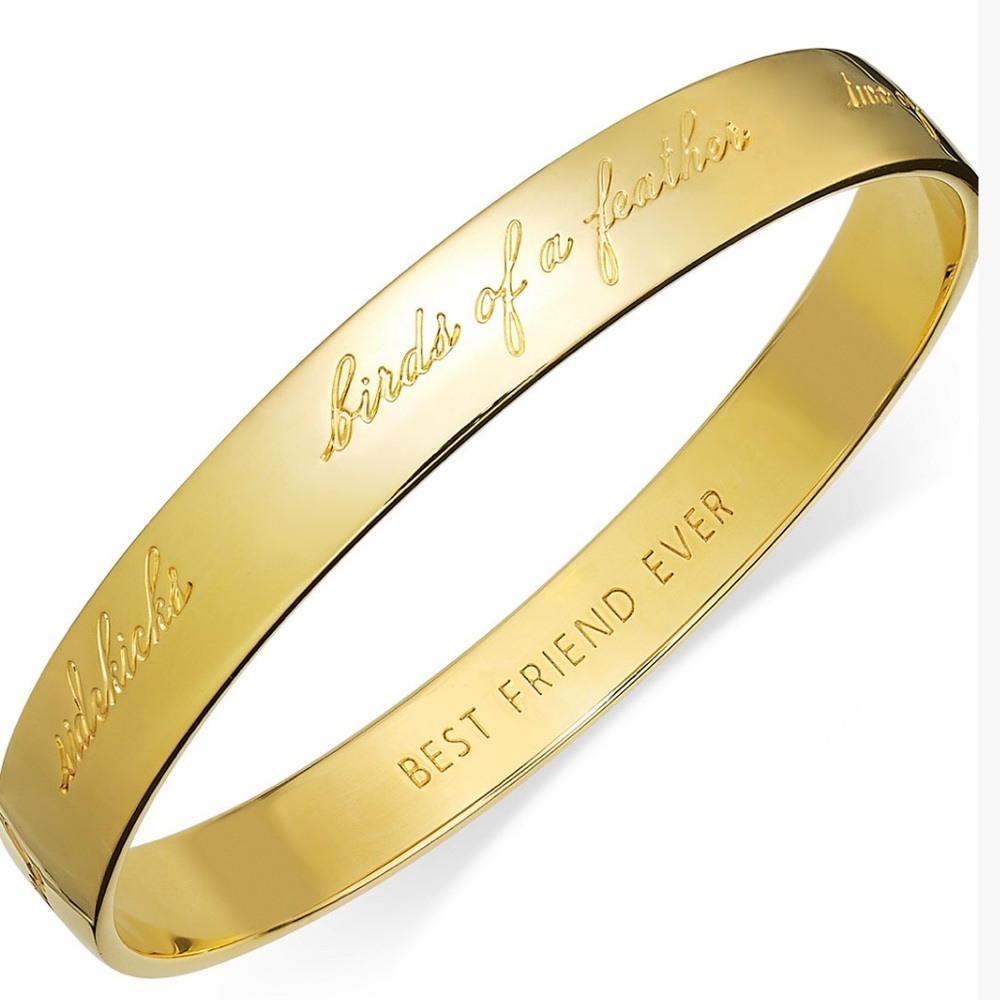 Kate Spade Bridesmaid Engraved Idiom Bangle Bracelet Gold”Best Friend Ever”